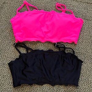 Black and pink girls swimsuit bikini top